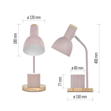 Lampă de birou POPPY 1xE27/25W/230V roz
