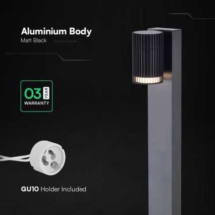 Lampă de exterior 1xGU10/10W/230V IP44 50 cm neagră