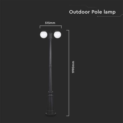 Lampă de exterior 2xE27/60W/230V IP44 199 cm negru