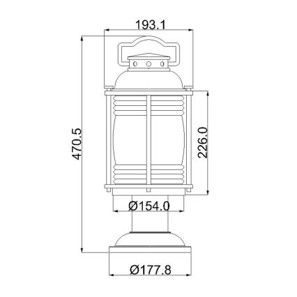 Lampă de exterior ASHLAND 1xE27/60W/230V IP44 Elstead KL-ASHLANDBAY3-M