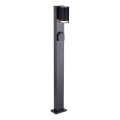 Lampă de exterior cu priză SCHUKO, soclu 1x GU10 (10W), 230V, IP44, 80 cm, neagră