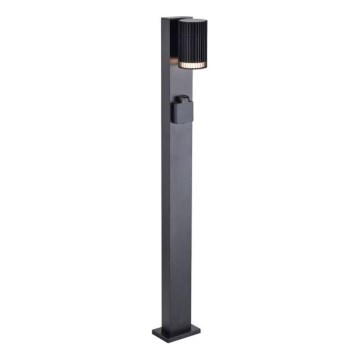 Lampă de exterior cu priză SCHUKO, soclu 1x GU10 (10W), 230V, IP44, 80 cm, neagră