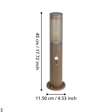 Lampă de exterior cu senzor Eglo 1xE27/15W/230V 45 cm IP44