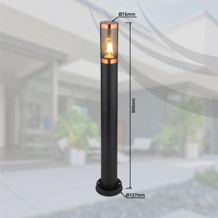 Lampă de exterior Globo 1xE27/23W/230V IP44 80 cm negru/cupru