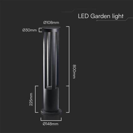 Lampă de exterior LED 10W 230V 3000K IP65 80 cm neagră