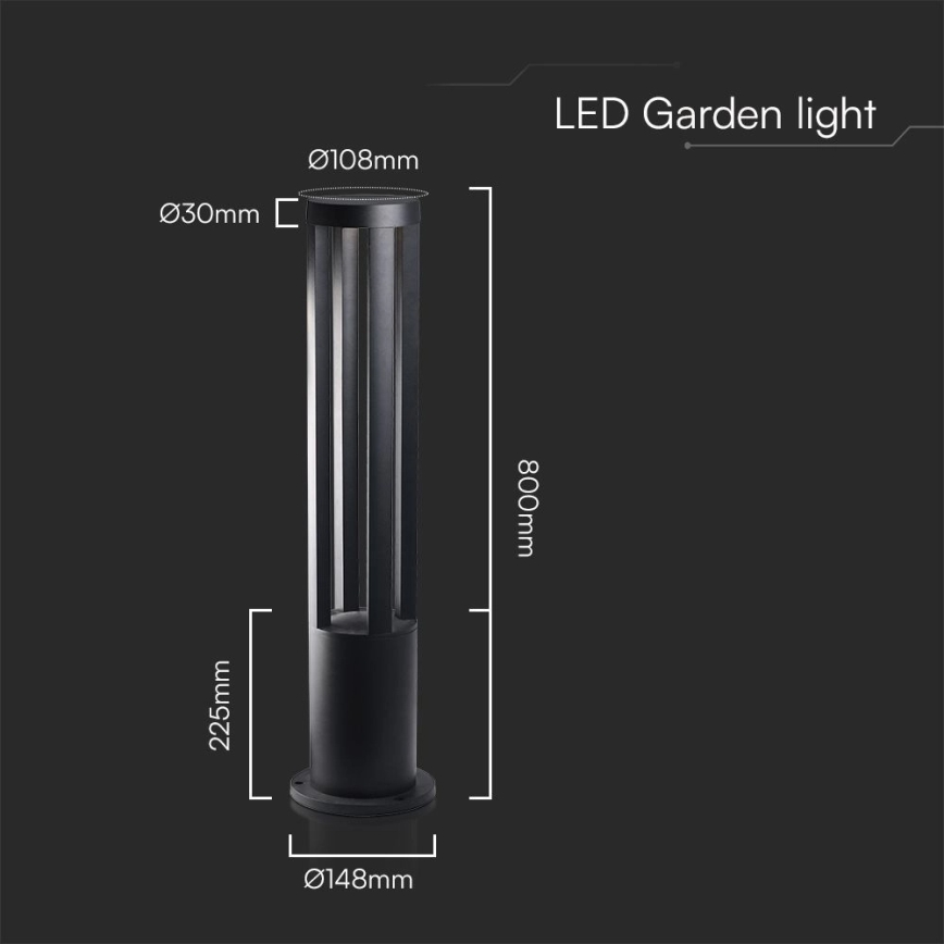 Lampă de exterior LED 10W 230V 3000K IP65 80 cm neagră