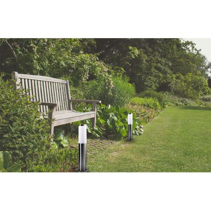 Lampă de exterior LIVIA 1xE27/10W/230V 45 cm IP44 argintie