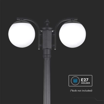 Lampă de exterior neagră 2xE27/60W/230V IP44 199 cm