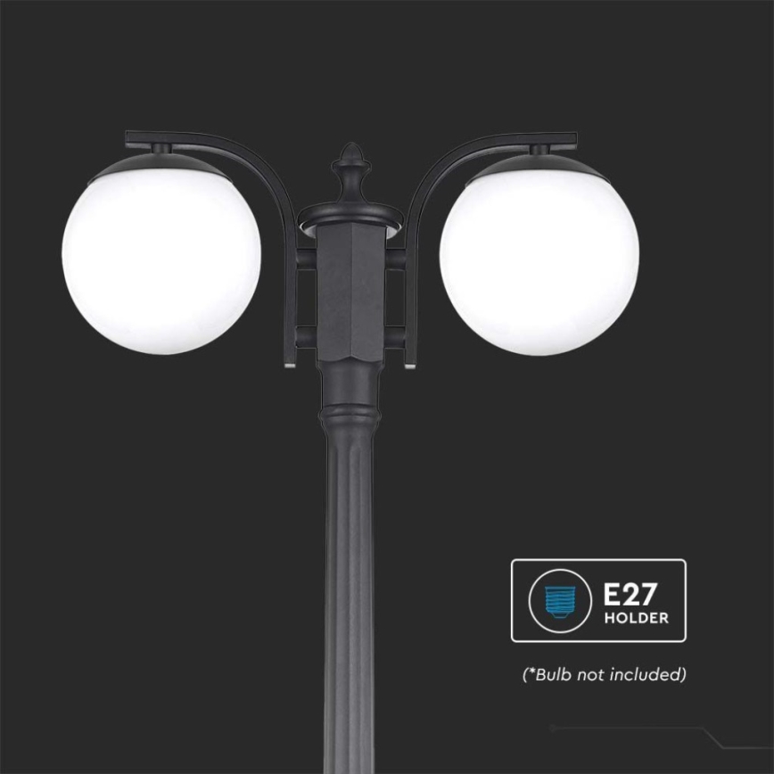 Lampă de exterior neagră 2xE27/60W/230V IP44 199 cm