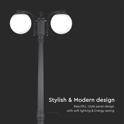 Lampă de exterior neagră 2xE27/60W/230V IP44 199 cm