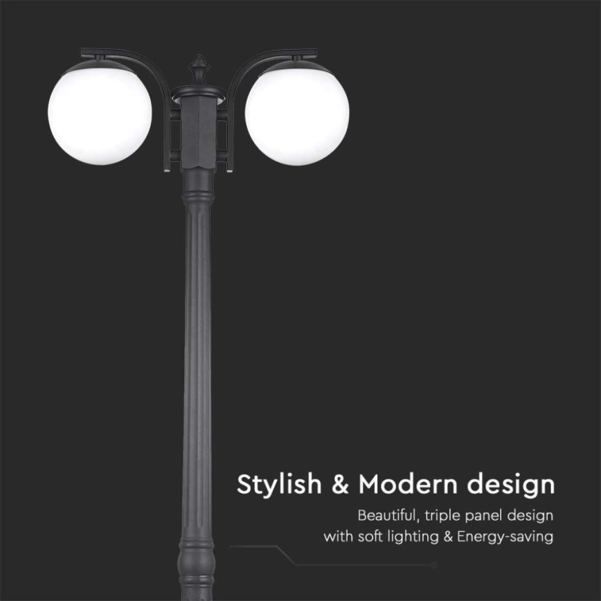 Lampă de exterior neagră 2xE27/60W/230V IP44 199 cm