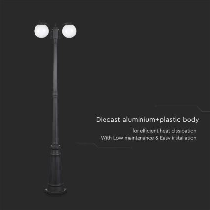 Lampă de exterior neagră 2xE27/60W/230V IP44 199 cm