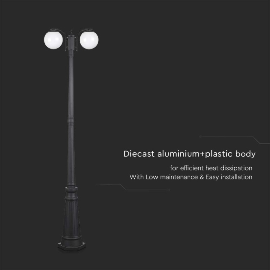 Lampă de exterior neagră 2xE27/60W/230V IP44 199 cm