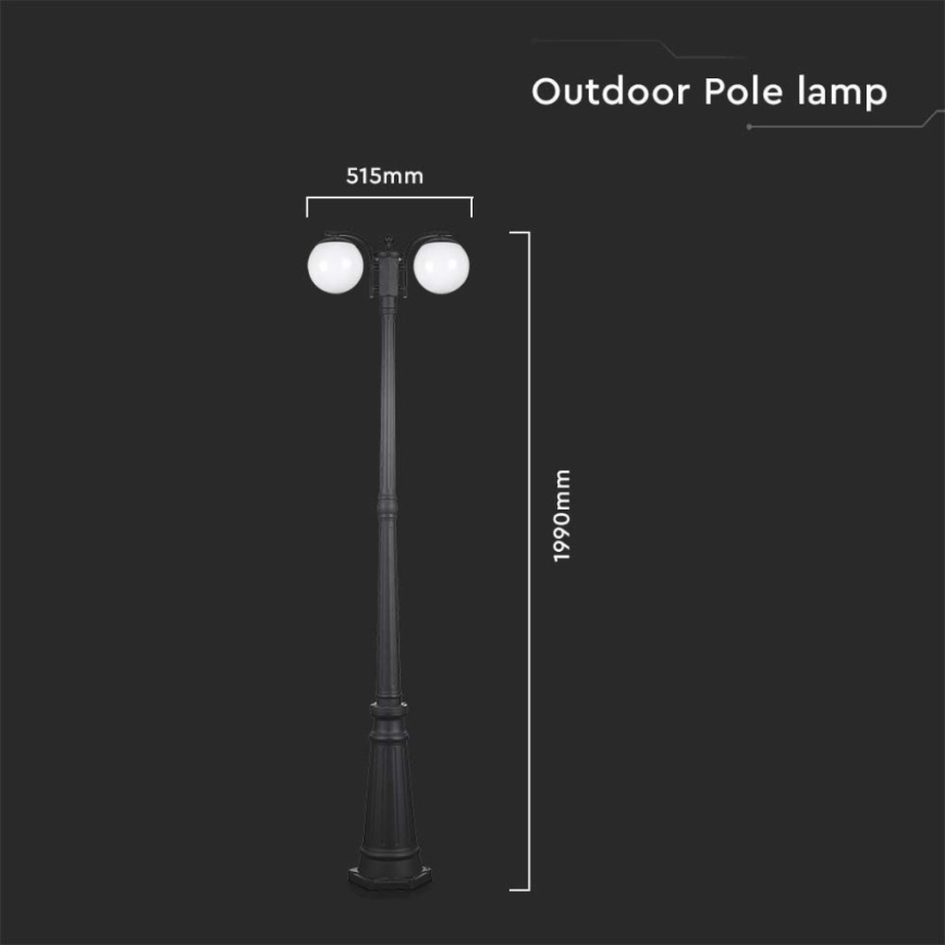 Lampă de exterior neagră 2xE27/60W/230V IP44 199 cm