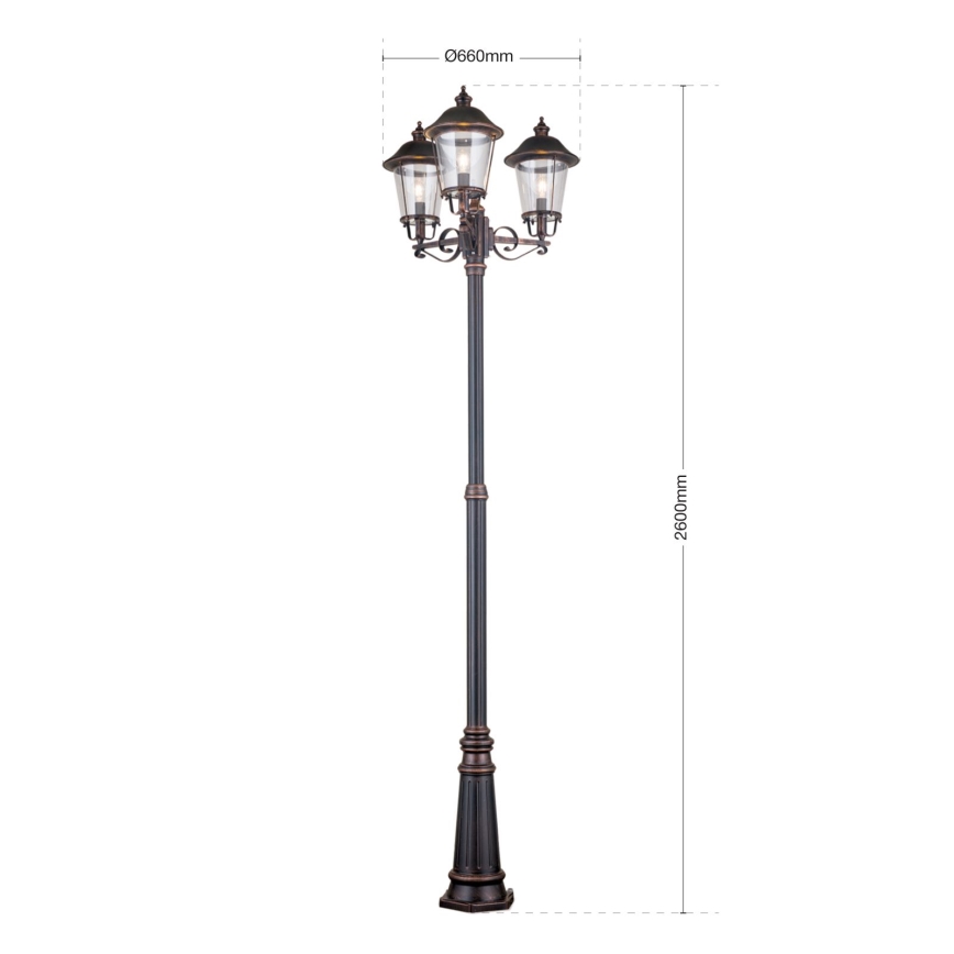 Lampă de exterior KENZO 3xE27/100W/230V IP44 bronz/patină