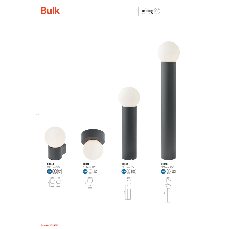 Lampă de exterior Redo 90643 BULK 1xE27/20W/230V 80 cm IP44 antracit