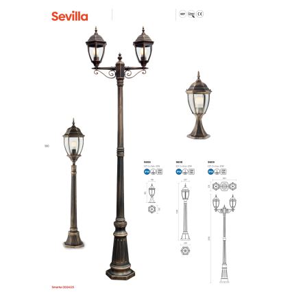 Lampă de exterior Redo 9606 SEVILLA 1xE27/42W/230V IP44 auriu/patină
