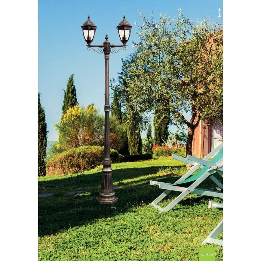 Lampă de exterior Redo 9609 SEVILLA 2xE27/42W/230V IP44 auriu/patină