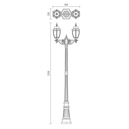 Lampă de exterior Redo 9609 SEVILLA 2xE27/42W/230V IP44 auriu/patină