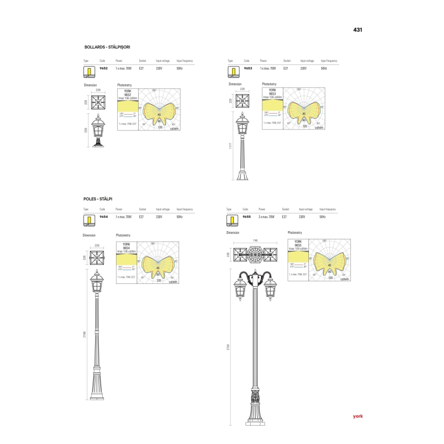 Lampă de exterior Redo YORK 9652, 1xE27/70W/230V, IP44, maro