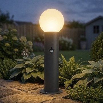 Lampă de exterior STONO cu senzor de mișcare și senzor crepuscular, 1xE27/15W/230V, 80 cm, IP65, antracit