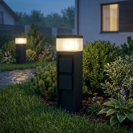 Lampă de exterior VESPER, cu 2 prize, 1xG9/5W/230V, IP44, 30 cm, neagră