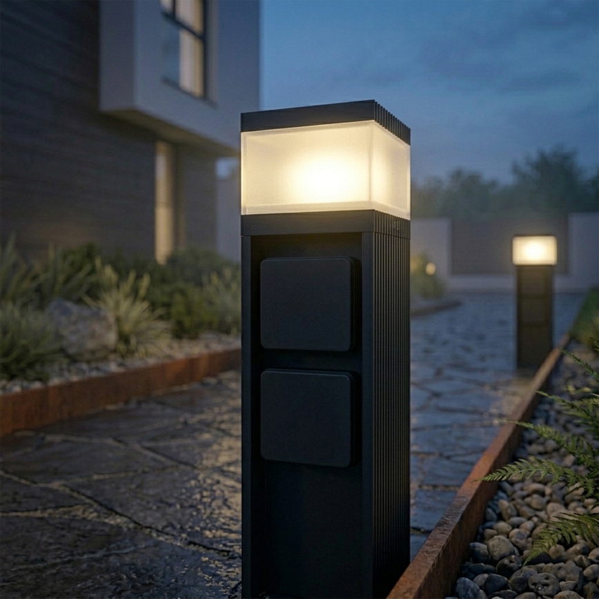 Lampă de exterior VESPER, cu 2 prize, 1xG9/5W/230V, IP44, 30 cm, neagră