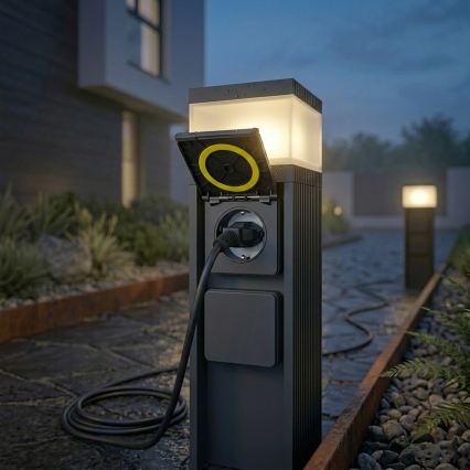 Lampă de exterior VESPER, cu 2 prize, 1xG9/5W/230V, IP44, 30 cm, neagră