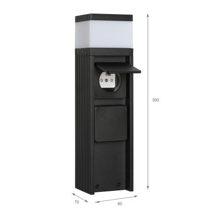 Lampă de exterior VESPER, cu 2 prize, 1xG9/5W/230V, IP44, 30 cm, neagră