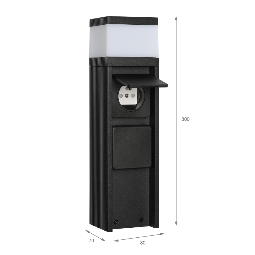 Lampă de exterior VESPER, cu 2 prize, 1xG9/5W/230V, IP44, 30 cm, neagră