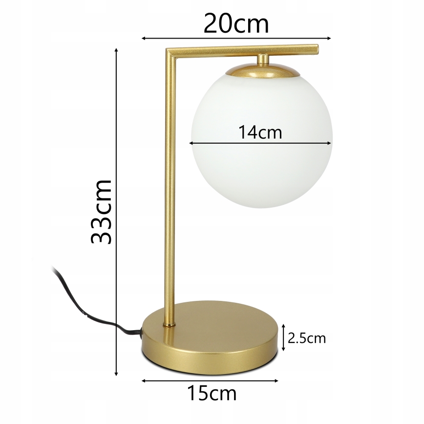 Lampă de masă 1x E27, 40 W, 230 V, auriu/alb