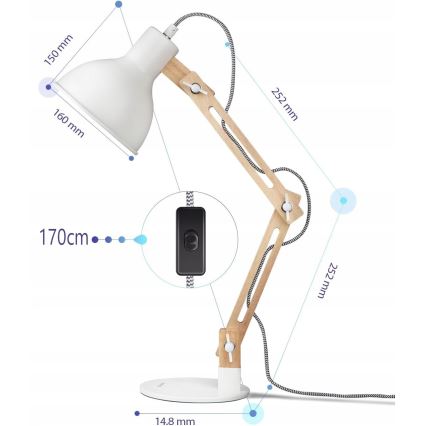 Lampă de masă 1xE27/40W/230V albă