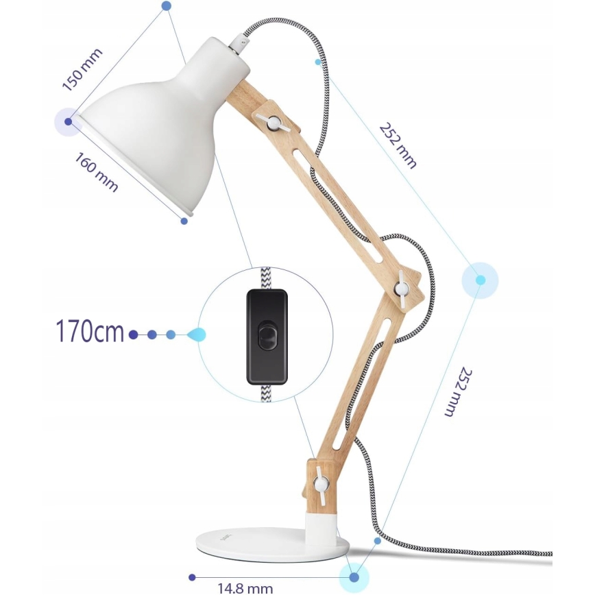 Lampă de masă 1xE27/40W/230V albă
