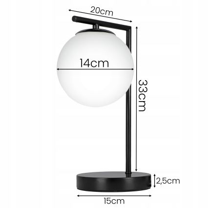 Lampă de masă 1xE27/40W/230V neagră/albă