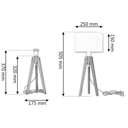 Lampă de masă ALBA 1xE27/15W/230V crem/pin