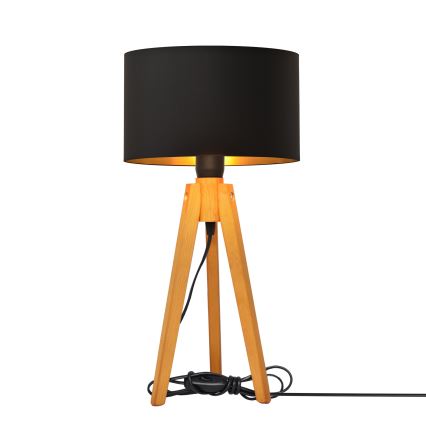 Lampă de masă ALBA 1xE27/15W/230V negru/auriu/stejar