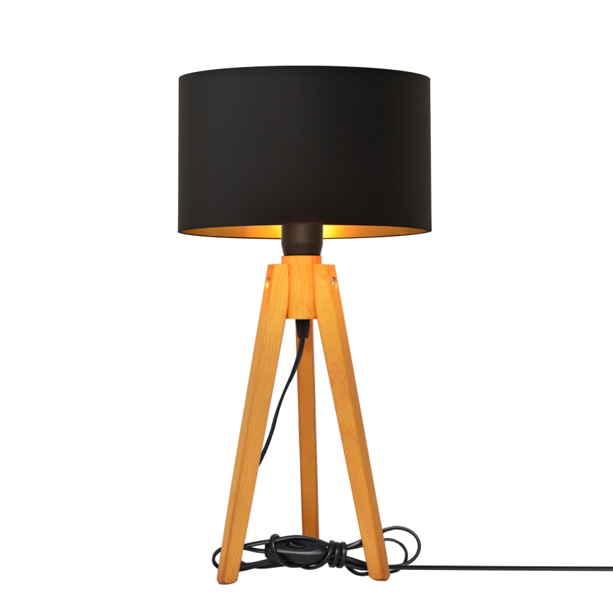 Lampă de masă ALBA 1xE27/15W/230V negru/auriu/stejar