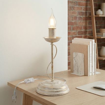 Lampă de masă ANTON 1xE14/60W/230V patină albă