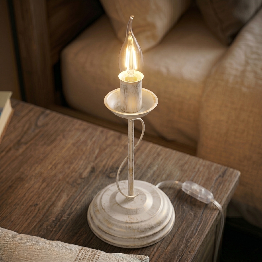 Lampă de masă ANTON 1xE14/60W/230V patină albă