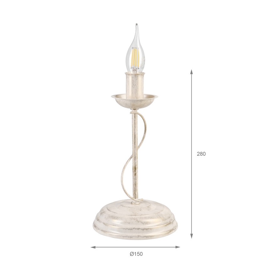 Lampă de masă ANTON 1xE14/60W/230V patină albă