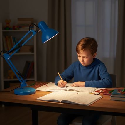 Lampă de masă AURIQ 1xE27/60W/230V albastră