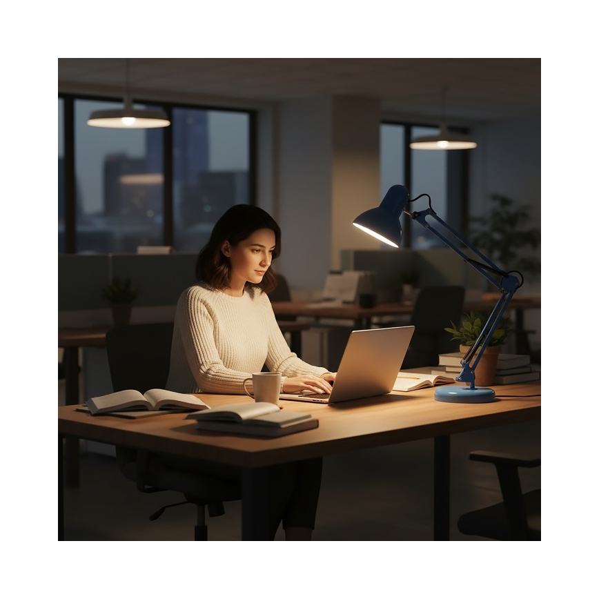 Lampă de masă AURIQ 1xE27/60W/230V albastră