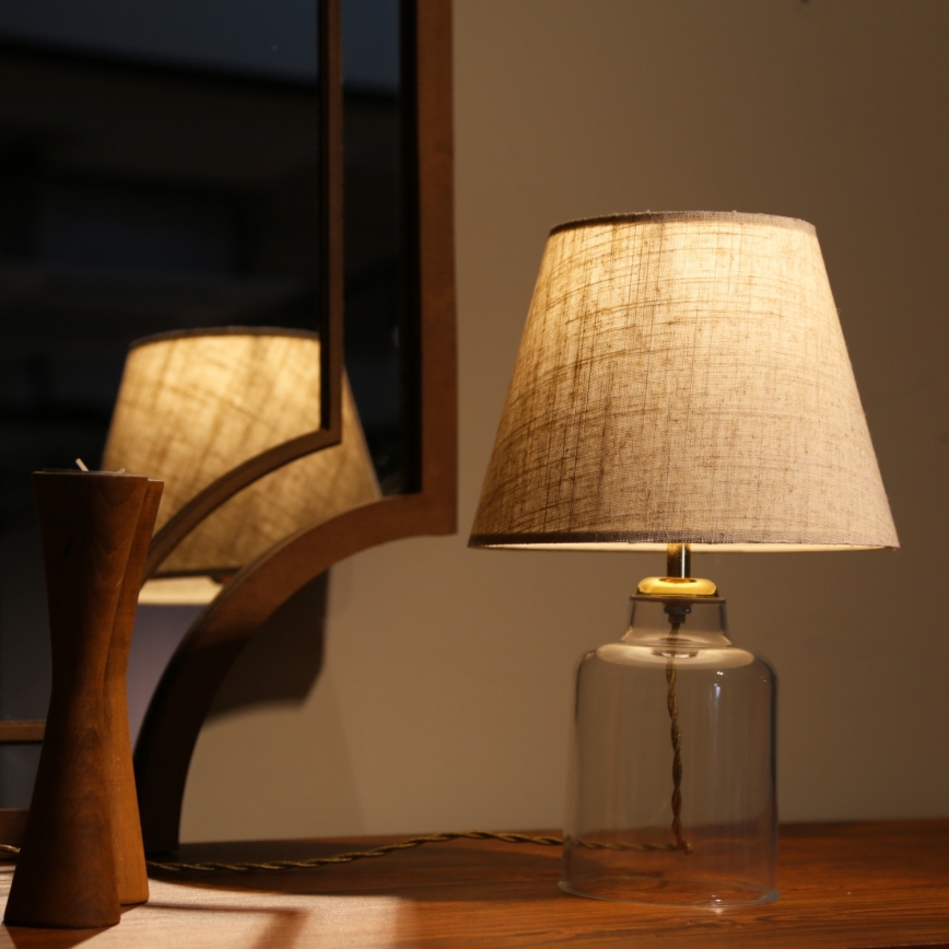 Lampă de masă AYD, 1xE27/40W/230V, gri/transparentă