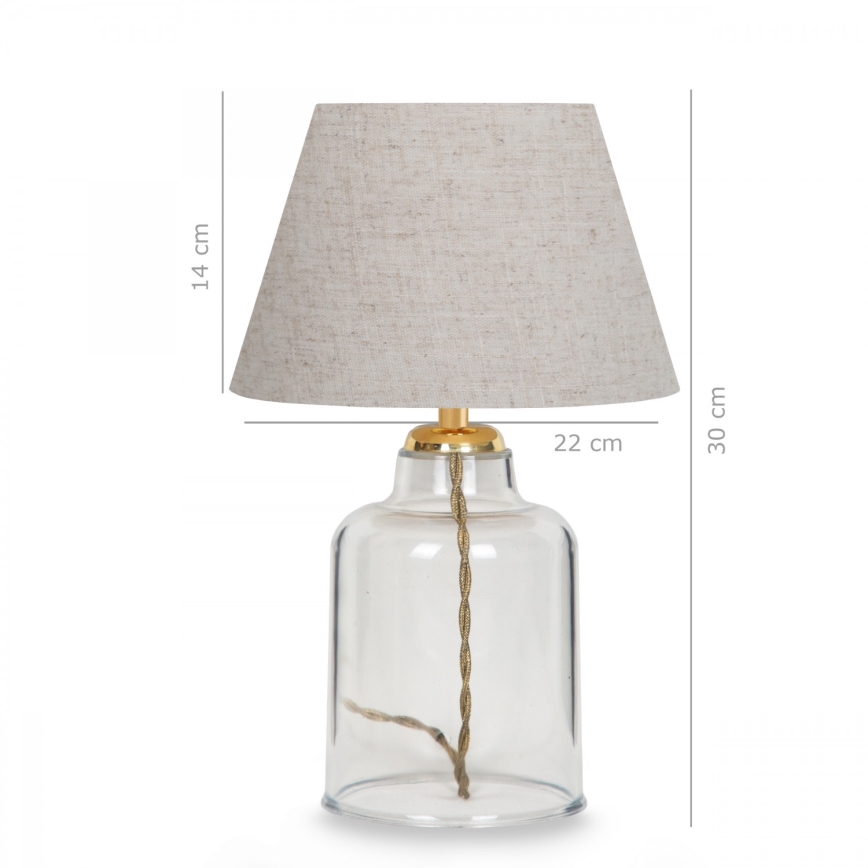 Lampă de masă AYD, 1xE27/40W/230V, gri/transparentă