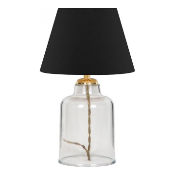 Lampă de masă AYD, 1xE27/40W/230V, neagră/transparentă