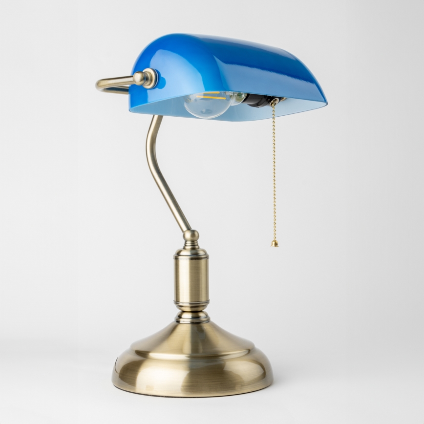 Lampă de masă Brilagi BANK OFFICE 1xE27/60W/230V alamă/albastru