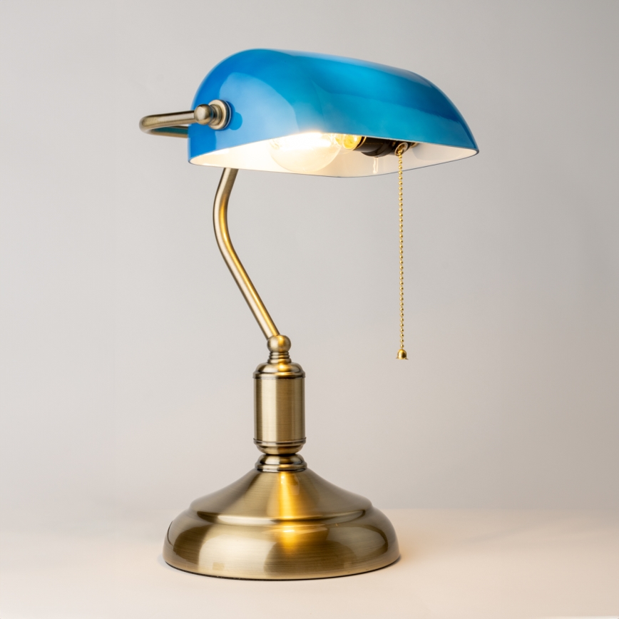 Lampă de masă Brilagi BANK OFFICE 1xE27/60W/230V alamă/albastru