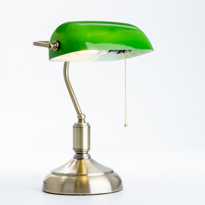 Lampă de masă Brilagi BANK OFFICE 1xE27/60W/230V alamă/verde