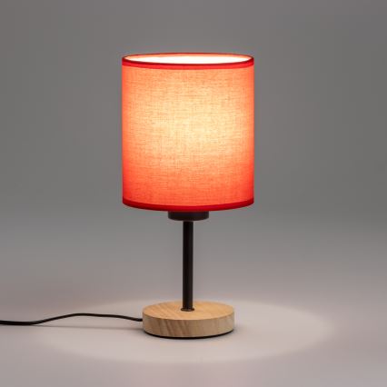 Lampă de masă Brilagi NUBILA WOOD 1xE27/25W/230V stejar/roșu