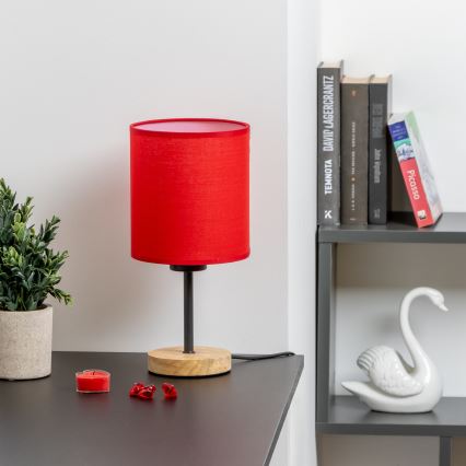 Lampă de masă Brilagi NUBILA WOOD 1xE27/25W/230V stejar/roșu